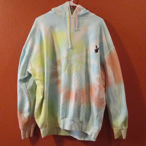 PLAYBOY Other - Playboy Men Large Blue Red Yellow Tie Dye Warm Long Sleeve Pullover Hoodie